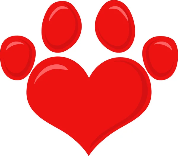 Red Love Paw Print Logo Design Flat Ilustração Raster Isolado —  Vetores de Stock