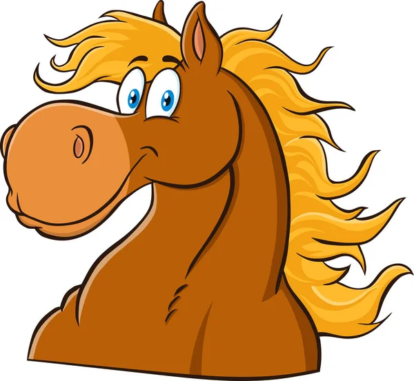 Pferdekopf Cartoon Maskottchen Charakter Raster Illustration Isoliert Auf Weißem Hintergrund — Stockvektor