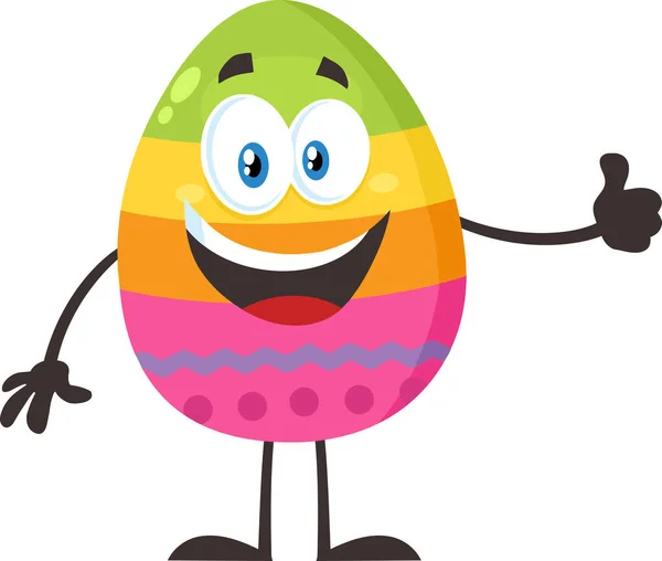 Happy Colored Easter Egg Cartoon Mascot Character Showing Thumbs Vector — Stock Vector