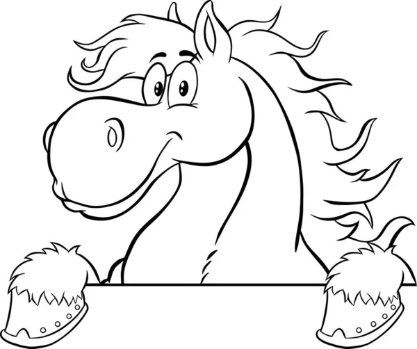 Μαύρο Και Άσπρο Άλογο Χαρακτήρα Κινουμένων Σχεδίων Πάνω Από Μια — Διανυσματικό Αρχείο