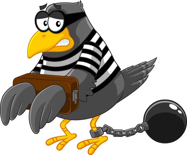 Jail Bird Cartoon Charakter Vektor Illustration Auf Weißem Hintergrund Isoliert — Stockvektor