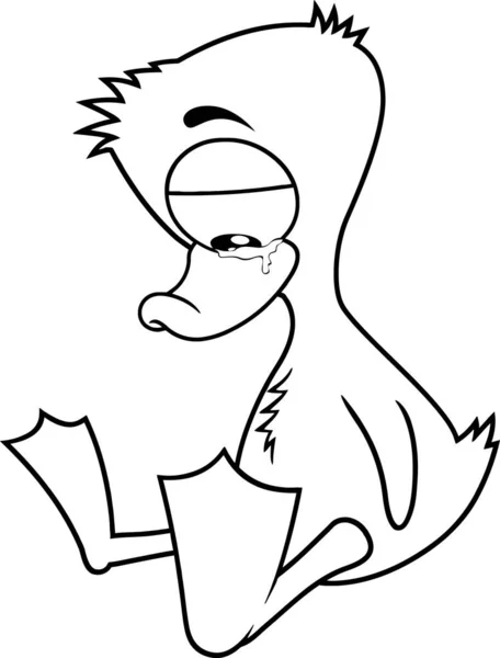 Bianco Nero Brutto Anatroccolo Personaggio Dei Cartoni Animati Piangendo Illustrazione — Vettoriale Stock