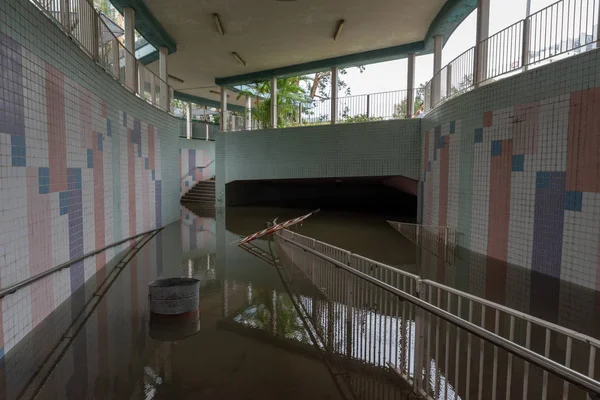 Hong Kong Sep 2018 Inundações Pesadas Túnel Centro Cidade Depois — Fotografia de Stock