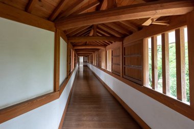 Himeji, Japonya - 29 Haziran 2017: Japonya'da Himeji, Himeji Kalesi iç. Kalenin prototip Japon kale mimari hayatta kalan en güzel örneği olarak kabul edilir.