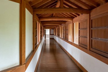 Himeji, Japonya - 29 Haziran 2017: Japonya'da Himeji, Himeji Kalesi iç. Kalenin prototip Japon kale mimari hayatta kalan en güzel örneği olarak kabul edilir.