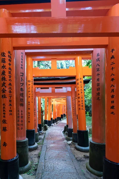 Torii gates de Fushimi Inari tapınak için görüntüleyin. : Kyoto, Japan bulunan meşhur mekanlar