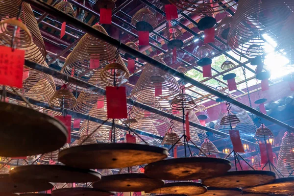 Intérieur Temple Man Hong Kong Avec Une Offre Encens — Photo