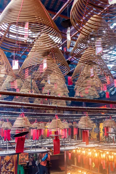 Intérieur Temple Man Hong Kong Avec Une Offre Encens — Photo