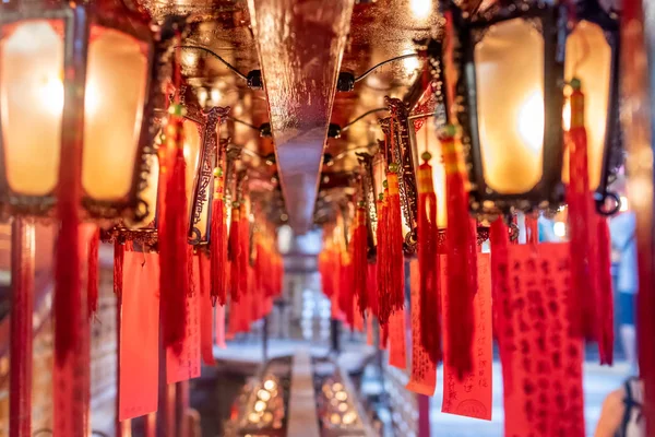 Hongkong Lanterne Éclairage Traditionnelle Chinoise Décorée Dans Temple Man Choix — Photo