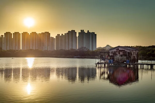 Beau Paysage Près Frontière Shenzhen Dans Les Nouveaux Territoires Hong — Photo