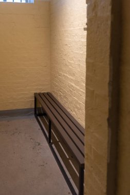 Merkez, Hong Kong - 20 Eylül 2018: Tai Kwun, eski Merkez polis karakolu bileşik hapishaneden iç ayarı.