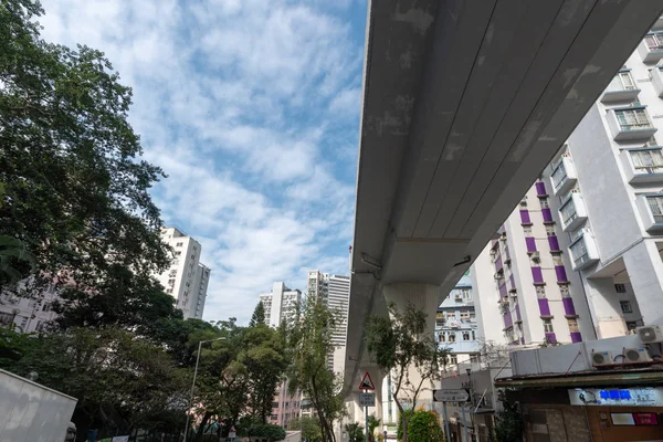 Hongkongön Hong Kong Dec 2018 Hongkong Highway Mellan Tät Bostadshus — Stockfoto