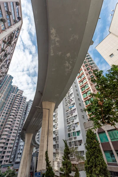 Острів Гонконг Гонконг 2018 Грудня Гонконг Шосе Між Щільна Житлових — стокове фото