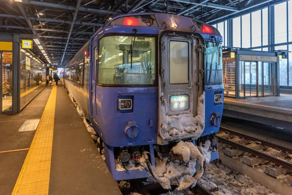 Asahikawa, Japón - 17 de febrero de 2019: Tren en la estación de Asahikawa . —  Fotos de Stock