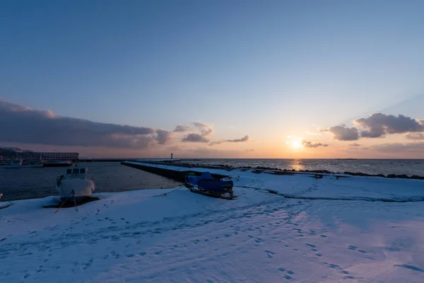 Solnedgång Noshappu Cape utsikt över Hokkaido — Stockfoto