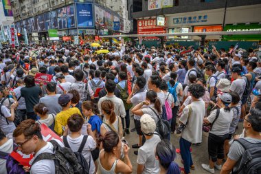 Hong Kong-9 Haziran 2019: Hong Kong 9 Haziran sokakta milyonlarca insan ile korumak.