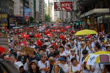 Hong Kong-9 Haziran 2019: Hong Kong 9 Haziran sokakta milyonlarca insan ile korumak.