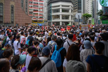 Hong Kong-9 Haziran 2019: Hong Kong 9 Haziran sokakta milyonlarca insan ile korumak.