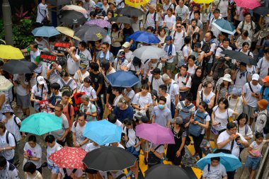 Hong Kong-9 Haziran 2019: Hong Kong 9 Haziran sokakta milyonlarca insan ile korumak.