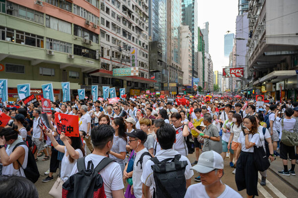 HONG KONG - June 9, 2019: Hong Kong June 9 protect with million of people on the street.