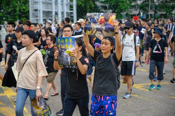 Протест у Гонконгу проти закону про видачу, які ескалації в — стокове фото