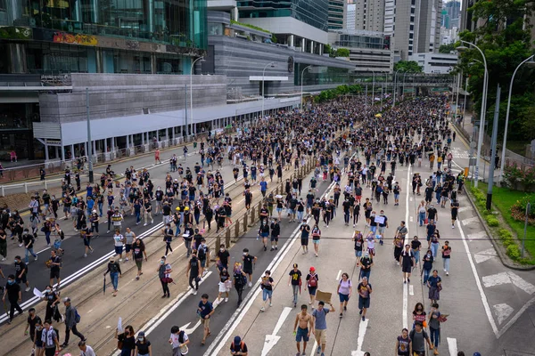 Hong Kong Public protest anti-uitleveringsrecht in Hongkong islan — Stockfoto