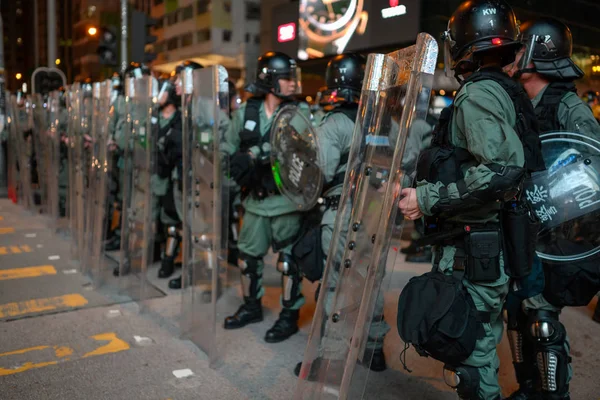 Hong Kong 3 augusti protest som avvisas av polisen Force. — Stockfoto