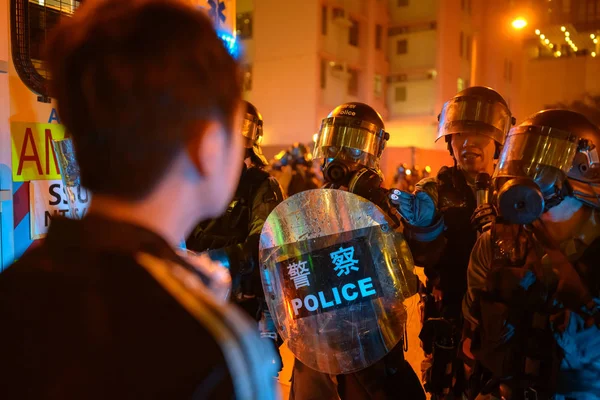 Hong Kong 3 sierpnia protest, który jest odrzucany przez policję. — Zdjęcie stockowe