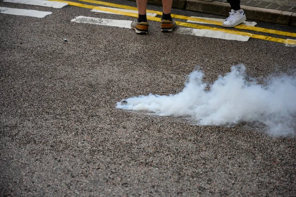 Hong Kong'da iade yasasına karşı protesto başka bir dönüştü — Stok fotoğraf