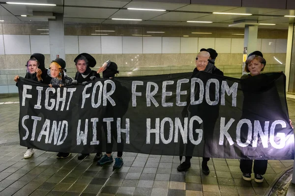 Protesten tijdens de algemene staking in Hong Kong, sep 2019. — Stockfoto