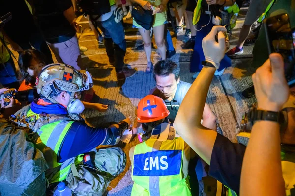 Protestas durante la huelga general en Hong Kong, septiembre 2019 . — Foto de Stock