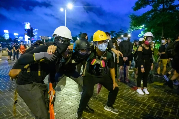 Protestos durante a greve geral em Hong Kong, setembro de 2019 . Fotos De Bancos De Imagens Sem Royalties