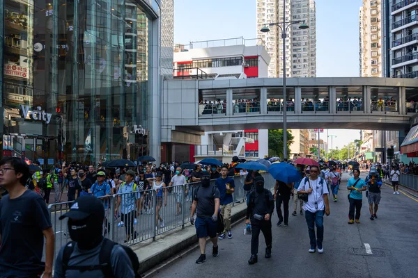 Anti-Extradition Law protest at Tuen Mun, approved by Police Fo — Stock Photo, Image