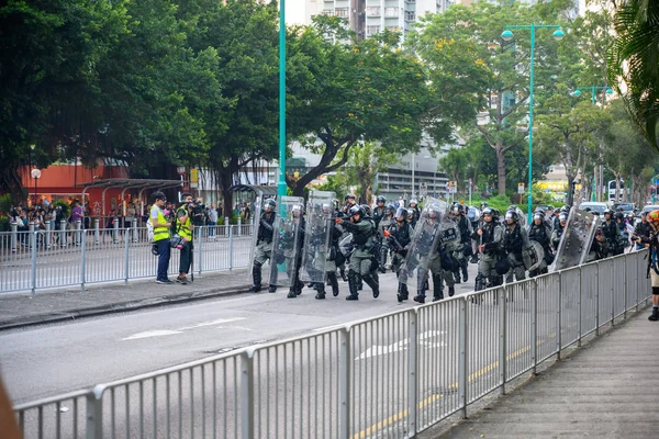 Anti-Extradition Law protest at Tuen Mun, approved by Police Fo — Stock Photo, Image