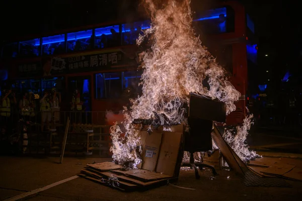 Chupar 4.0 protesto em Hong Kong, tentando bloquear o tráfego em Ho Fotos De Bancos De Imagens