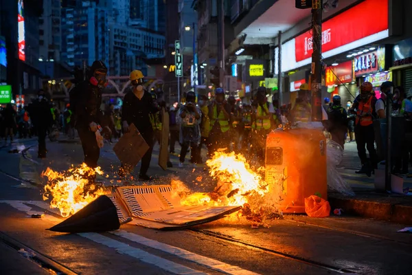 Protesto contra a portaria de emergência aconteceu na Ilha de Hong Kong e — Fotografia de Stock