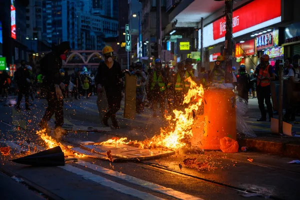 《反紧急条例》的抗议活动在港岛及离岛 — 图库照片