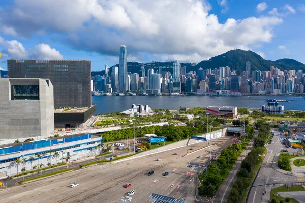 Batı Kowloon Hong Kong Hava Panoramik Görüntüsü — Stok fotoğraf