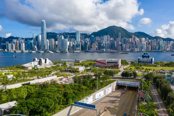 Batı Kowloon Hong Kong Hava Panoramik Görüntüsü — Stok fotoğraf