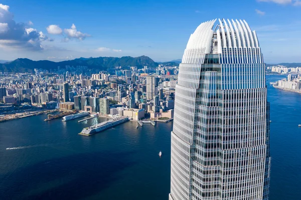 City Top View Skyscrapers Building Drone Hong Kong City Воздушный — стоковое фото