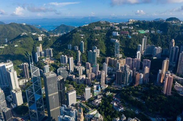 City Top View Skyscrapers Building Drone Hong Kong City Воздушный — стоковое фото