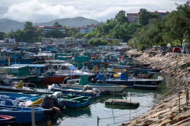 Hong Kong Cheung Chau adası, renkli balıkçı köyü.
