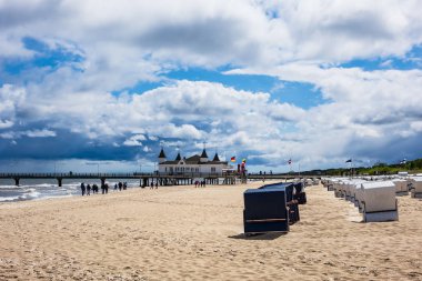 İskele Ahlbeck Adası Usedom, Almanya.