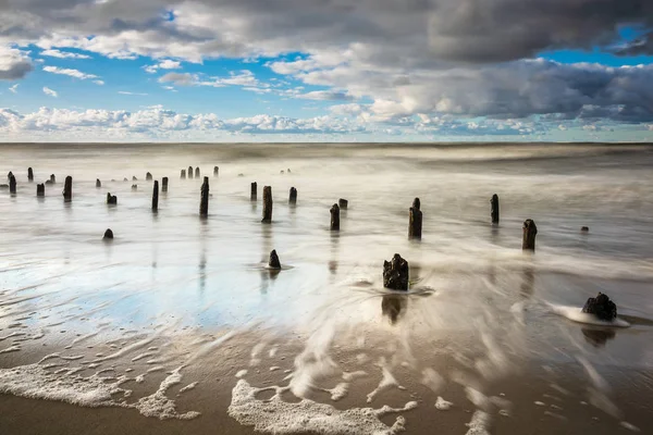 Groynes Costa Mar Báltico — Fotografia de Stock