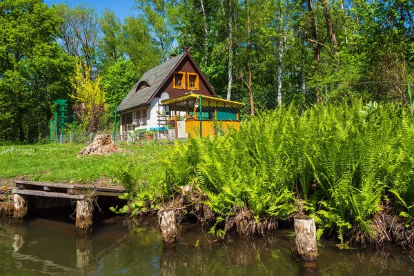 Paesaggio Con Cottage Nella Zona Spreewald Germania — Foto Stock