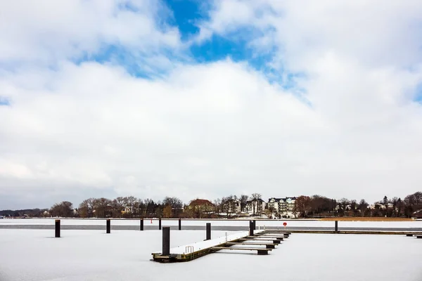 Hora Inverno Porto Rostock Alemanha — Fotografia de Stock