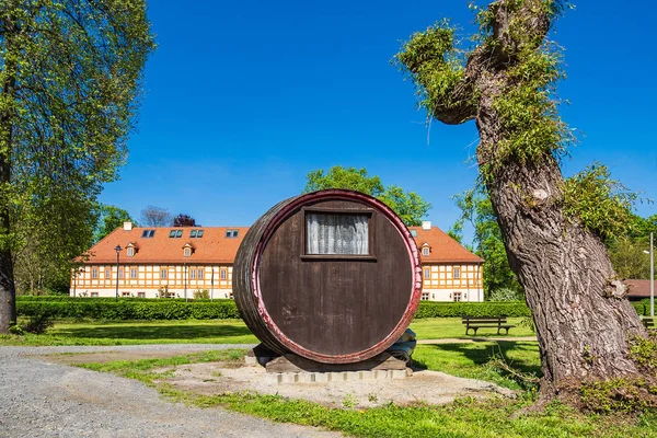 Edificio Con Chiatta Alberi Luebbenau Germania — Foto Stock