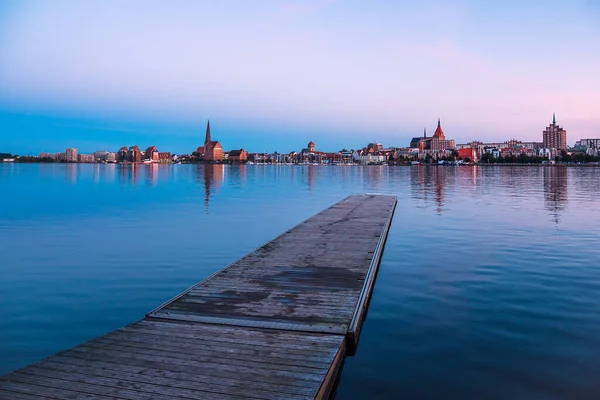 Vista Sobre Río Warnow Ciudad Rostock Alemania — Foto de Stock