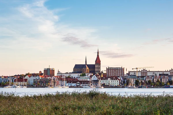 Vista Sobre Río Warnow Ciudad Rostock Alemania — Foto de Stock