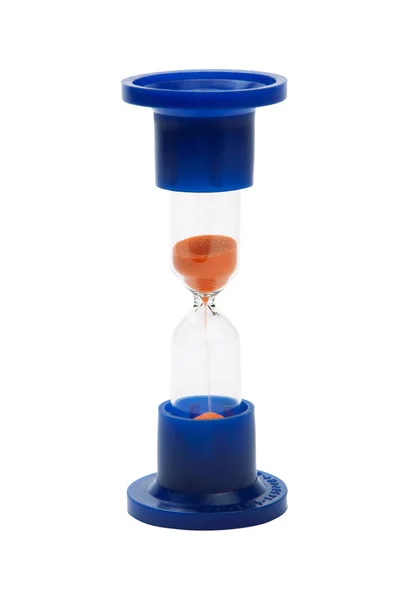 Laboratory Sandglass Half Sand Each Bulb Blue Plastic Holders — Stock Photo, Image